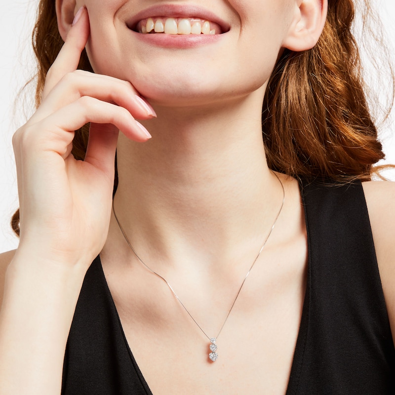 Main Image 2 of Marilyn Monroe™ Collection 1/3 CT. T.W. Journey Heart-Shaped Multi-Diamond Trio Pendant in 10K White Gold