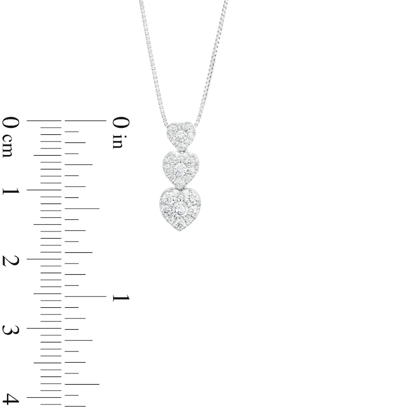 Main Image 3 of Marilyn Monroe™ Collection 1/3 CT. T.W. Journey Heart-Shaped Multi-Diamond Trio Pendant in 10K White Gold