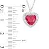 Thumbnail Image 3 of Lab-Created Ruby and White Lab-Created Sapphire Frame Heart Pendant, Ring and Earrings Set in Sterling Silver