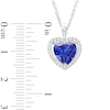 Thumbnail Image 3 of Blue Lab-Created Sapphire and White Lab-Created Sapphire Frame Heart Pendant, Ring and Earrings Set in Sterling Silver