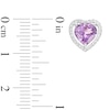 Heart-Shaped Amethyst and White Lab-Created Sapphire Frame Pendant, Earrings and Ring Set in Sterling Silver - Size 7