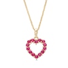 Thumbnail Image 1 of Ruby Heart Outline Drop Pendant in 10K Gold