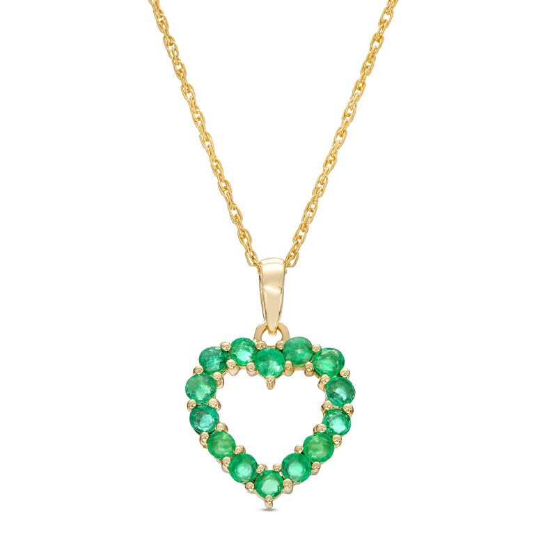 Main Image 1 of Emerald Heart Outline Drop Pendant in 10K Gold