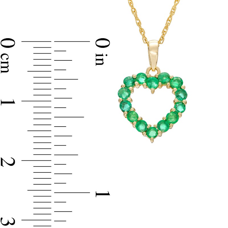 Emerald Heart Outline Drop Pendant in 10K Gold