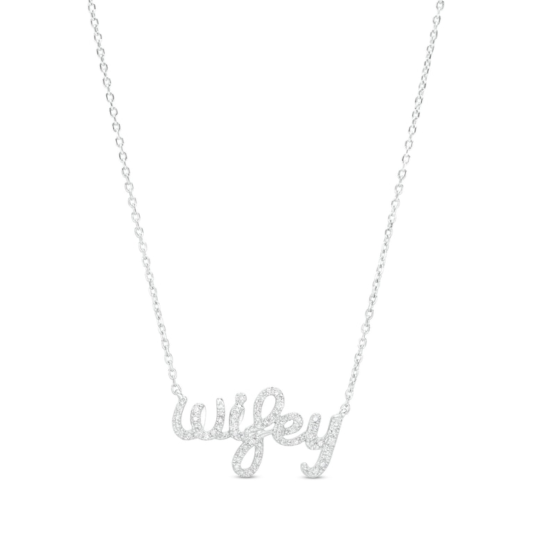 Love Talks 1/6 CT. T.W. Diamond "wifey" Cursive Script Necklace in Sterling Silver