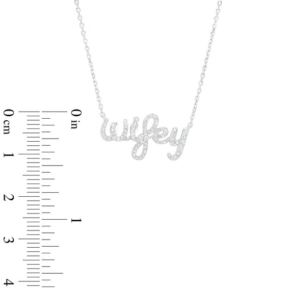 Love Talks 1/6 CT. T.w. Diamond "wifey" Cursive Script Necklace in Sterling Silver