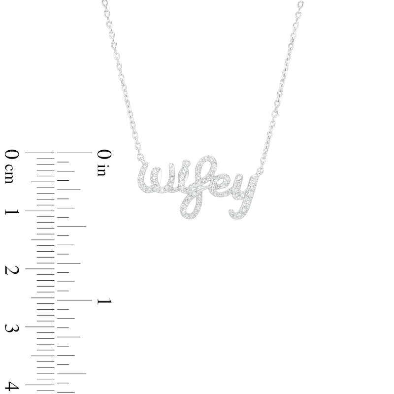 Love Talks 1/6 CT. T.W. Diamond "wifey" Cursive Script Necklace in Sterling Silver