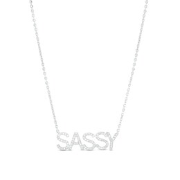 Love Talks 1/6 CT. T.W. Diamond "SASSY" Script Necklace in Sterling Silver