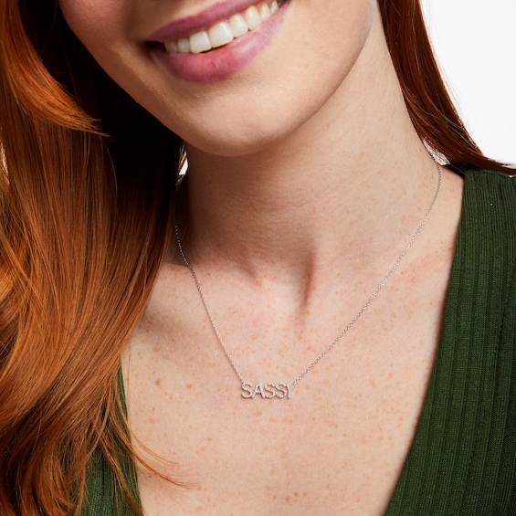 Love Talks 1/6 CT. T.w. Diamond "Sassy" Script Necklace in Sterling Silver