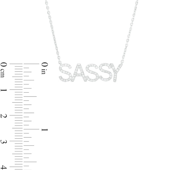 Love Talks 1/6 CT. T.w. Diamond "Sassy" Script Necklace in Sterling Silver