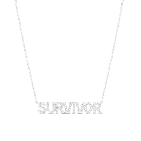 Love Talks 1/5 CT. T.w. Diamond "Survivor" Script Necklace in Sterling Silver