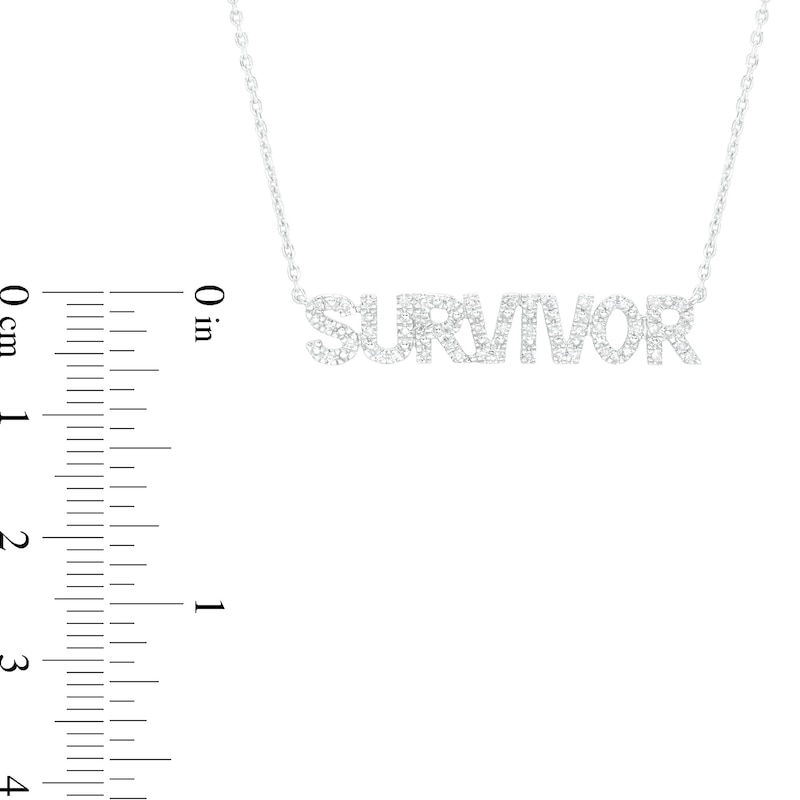 Main Image 3 of Love Talks 1/5 CT. T.W. Diamond "SURVIVOR" Script Necklace in Sterling Silver