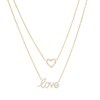 Thumbnail Image 1 of Love Talks 1/6 CT. T.W. Diamond "love" Cursive Script and Heart Double Strand Necklace in 10K Gold