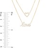 Thumbnail Image 3 of Love Talks 1/6 CT. T.W. Diamond "love" Cursive Script and Heart Double Strand Necklace in 10K Gold