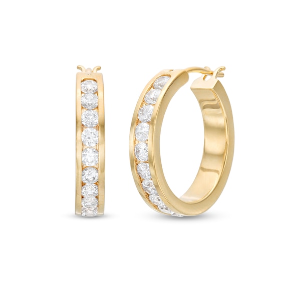 1 CT. T.w. Certified Lab-Grown Diamond Ten Stone Hoop Earrings in 14K Gold (F/Si2)