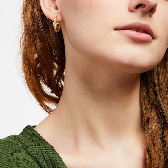 1 CT. T.w. Certified Lab-Grown Diamond Ten Stone Hoop Earrings in 14K Gold (F/Si2)