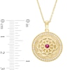 Thumbnail Image 3 of Lab-Created Ruby and White Lab-Created Sapphire Frame Flower Medallion Pendant in Sterling Silver with 10K Gold Plate