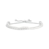 Thumbnail Image 1 of Freshwater Cultured Pearl Strand and White Lab-Created Sapphire Line Double Row Bolo Bracelet in Sterling Silver-9.0"