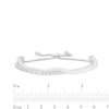 Thumbnail Image 3 of Freshwater Cultured Pearl Strand and White Lab-Created Sapphire Line Double Row Bolo Bracelet in Sterling Silver-9.0"
