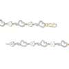 Thumbnail Image 3 of Heart-Shaped White Lab-Created Sapphire and Diamond Accent Beaded Heart Bracelet in Sterling Silver and 10K Gold Plate