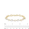 Thumbnail Image 4 of Heart-Shaped White Lab-Created Sapphire and Diamond Accent Beaded Heart Bracelet in Sterling Silver and 10K Gold Plate
