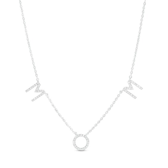 Love Talks 1/8 CT. T.w. Diamond Mom Station Necklace in Sterling Silver