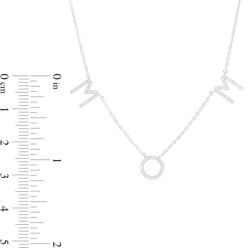 Love Talks 1/8 CT. T.W. Diamond "MOM" Station Necklace in Sterling Silver
