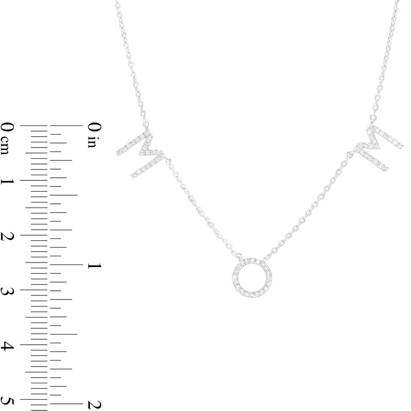 Love Talks 1/8 CT. T.W. Diamond "MOM" Station Necklace in Sterling Silver