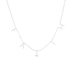 Love Talks 1/6 CT. T.W. Diamond "FAITH" Station Necklace in Sterling Silver