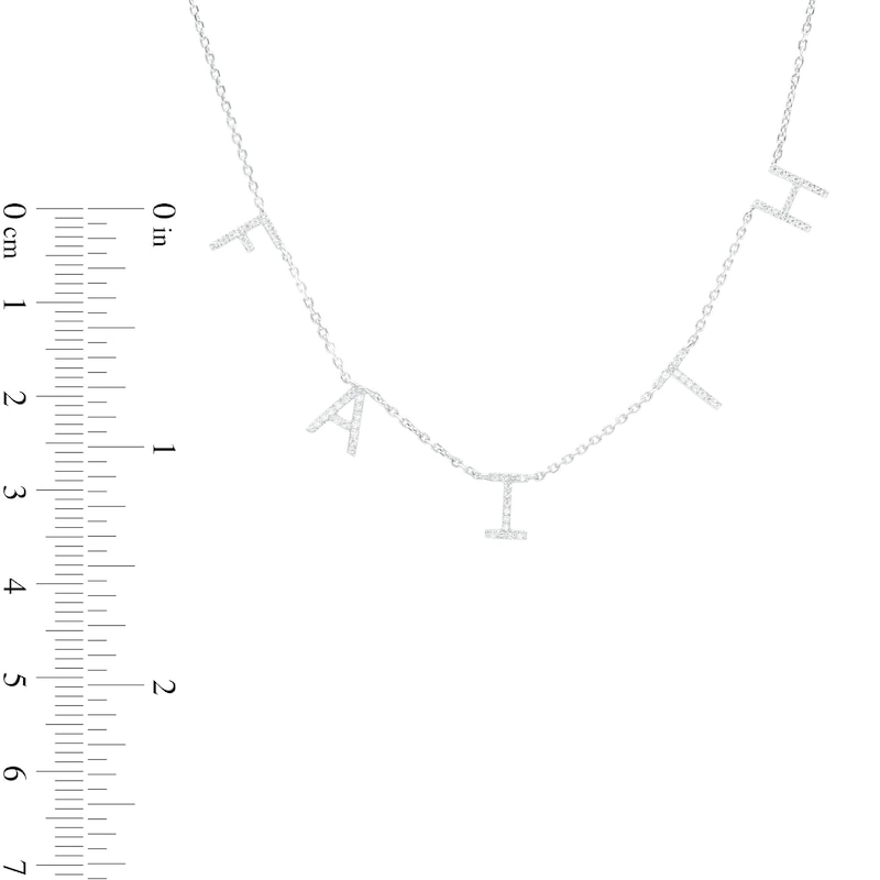 Main Image 3 of Love Talks 1/6 CT. T.W. Diamond "FAITH" Station Necklace in Sterling Silver