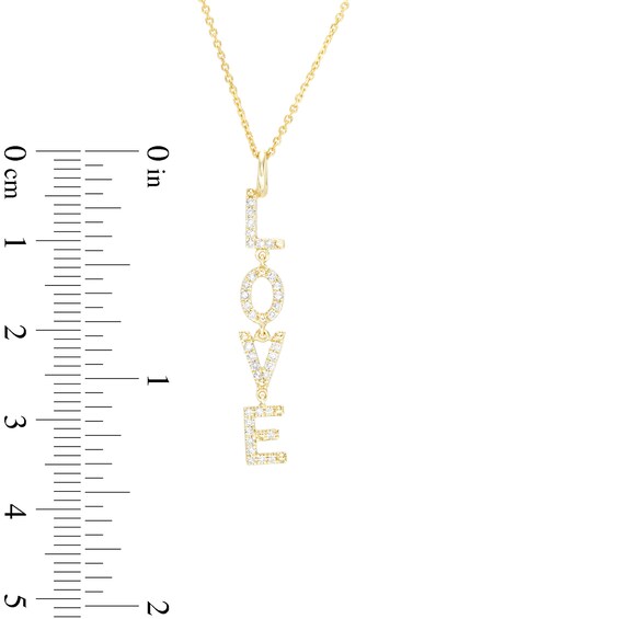 Love Talks 1/6 CT. T.w. "Love" Vertical Drop Pendant in 10K Gold