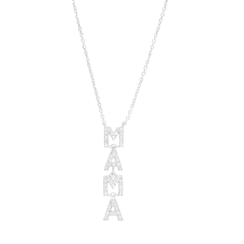 Love Talks 1/6 CT. T.W. "MAMA" Vertical Drop Pendant in Sterling Silver