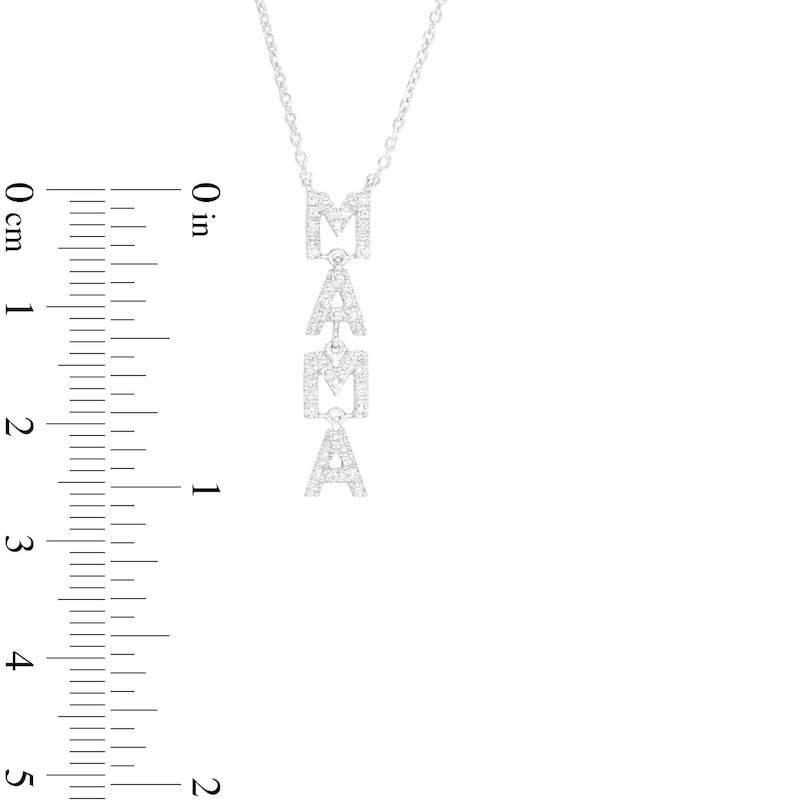 Love Talks 1/6 CT. T.W. "MAMA" Vertical Drop Pendant in Sterling Silver