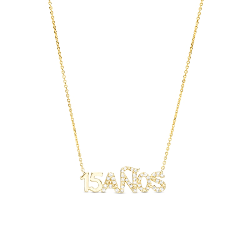 Main Image 1 of Love Talks 1/6 CT. T.W. Diamond "15 AÑOS" Script Necklace in 10K Gold