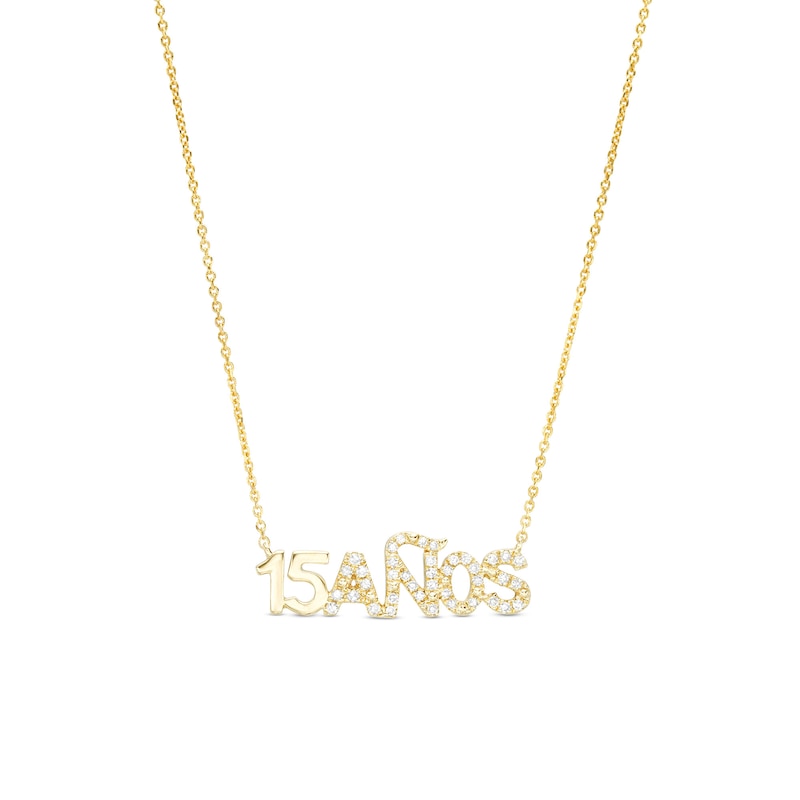 Love Talks 1/6 CT. T.W. Diamond "15 AÑOS" Script Necklace in 10K Gold