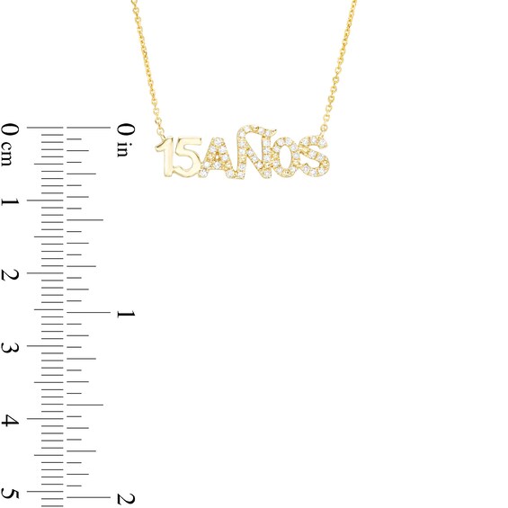 Love Talks 1/6 CT. T.w. Diamond "15 AÃ±os" Script Necklace in 10K Gold