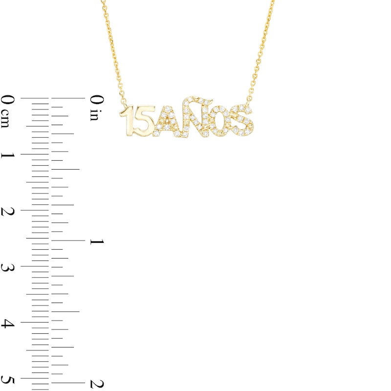 Main Image 3 of Love Talks 1/6 CT. T.W. Diamond "15 AÑOS" Script Necklace in 10K Gold