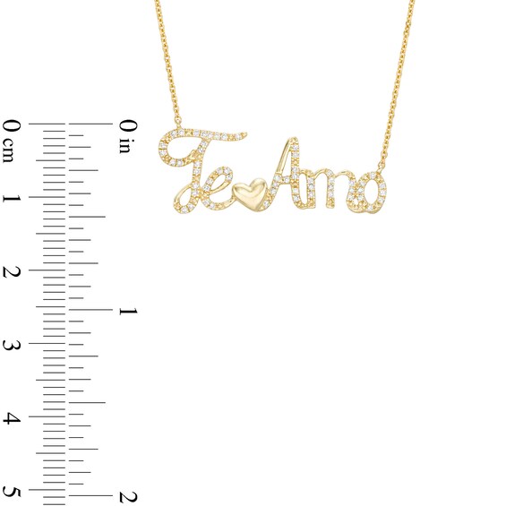 Love Talks 1/6 CT. T.w. Diamond "Te Amo" Cursive Script with Heart Necklace in 10K Gold