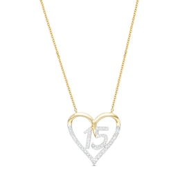 Love Talks 1/6 CT. T.W. Diamond &quot;15&quot; Heart Necklace in 10K Two-Tone Gold