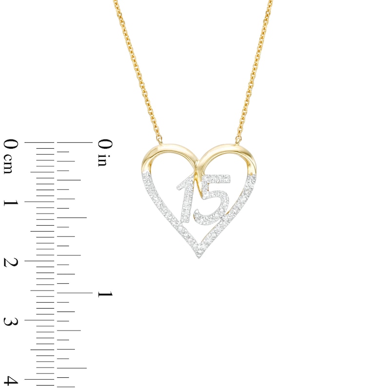 Love Talks 1/6 CT. T.W. Diamond "15" Heart Necklace in 10K Two-Tone Gold