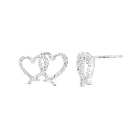 The Kindred Heart from Vera Wang Love Collection 1/4 CT. T.w. Diamond Interlocking Hearts Stud Earrings in Sterling Silver