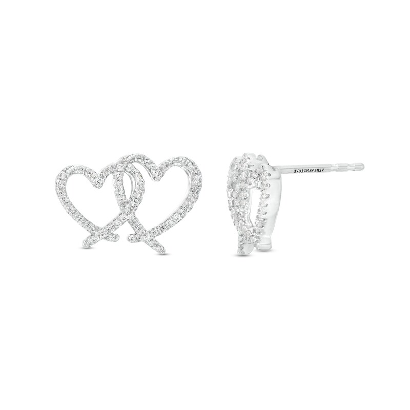 The Kindred Heart from Vera Wang Love Collection 1/4 CT. T.W. Diamond Interlocking Hearts Stud Earrings in Sterling Silver