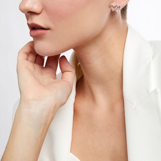 The Kindred Heart from Vera Wang Love Collection 1/4 CT. T.w. Diamond Interlocking Hearts Stud Earrings in Sterling Silver