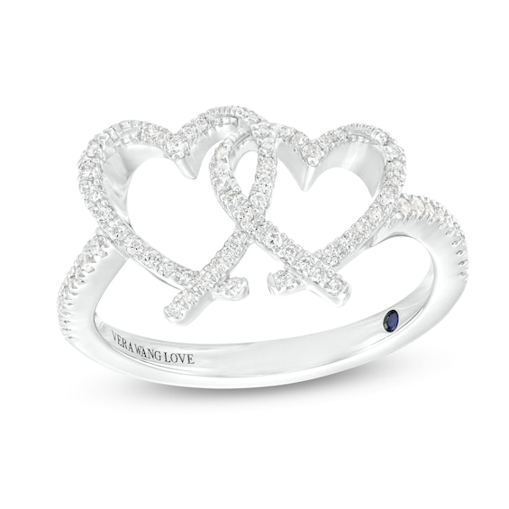 The Kindred Heart from Vera Wang Love Collection 1/5 CT. T.w. Diamond Interlocking Hearts Ring in Sterling Silver