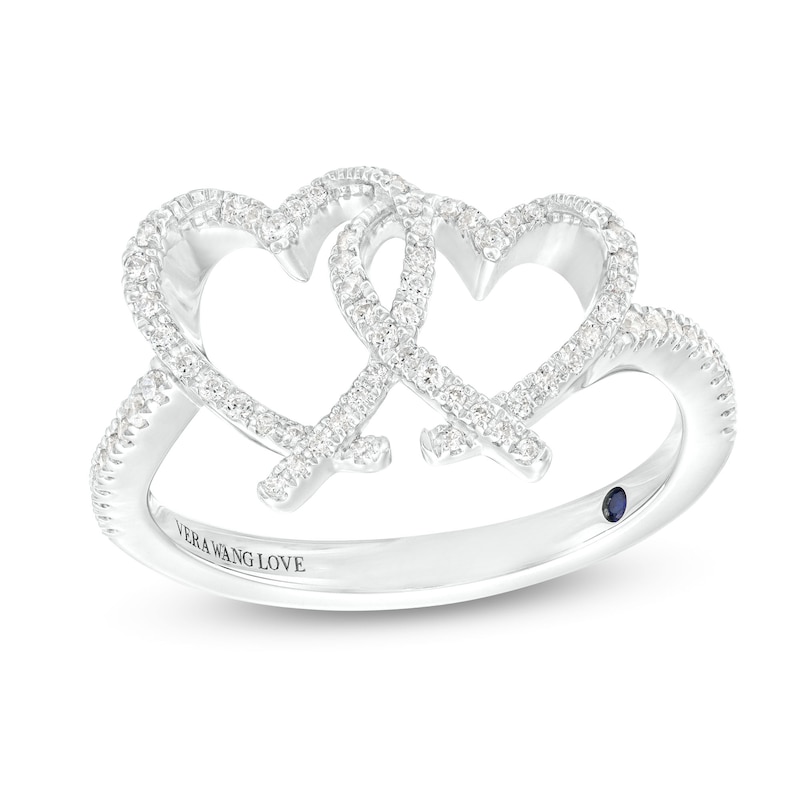Main Image 1 of The Kindred Heart from Vera Wang Love Collection 1/5 CT. T.W. Diamond Interlocking Hearts Ring in Sterling Silver