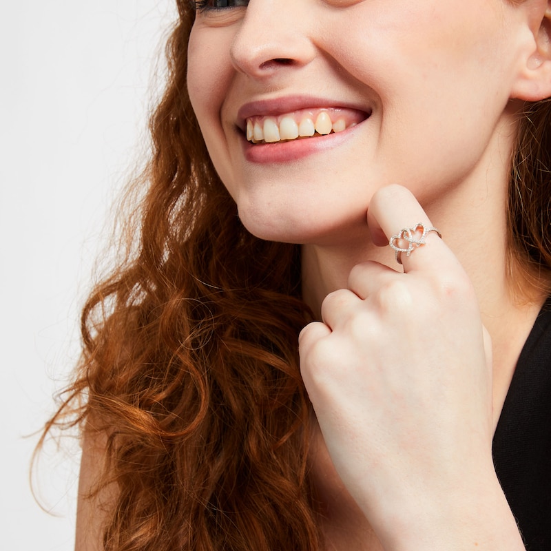 Main Image 2 of The Kindred Heart from Vera Wang Love Collection 1/5 CT. T.W. Diamond Interlocking Hearts Ring in Sterling Silver