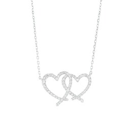 The Kindred Heart from Vera Wang Love Collection 1/4 CT. T.W. Diamond Interlocking Hearts Necklace in Sterling Silver