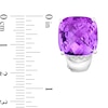 Thumbnail Image 3 of 14.0mm Checkerboard Cushion-Shaped Amethyst and 1/20 CT. T.W. Diamond Hoop Earrings in Sterling Silver