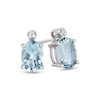 Thumbnail Image 1 of Oval Aquamarine and Diamond Accent Stud Earrings in 14K White Gold
