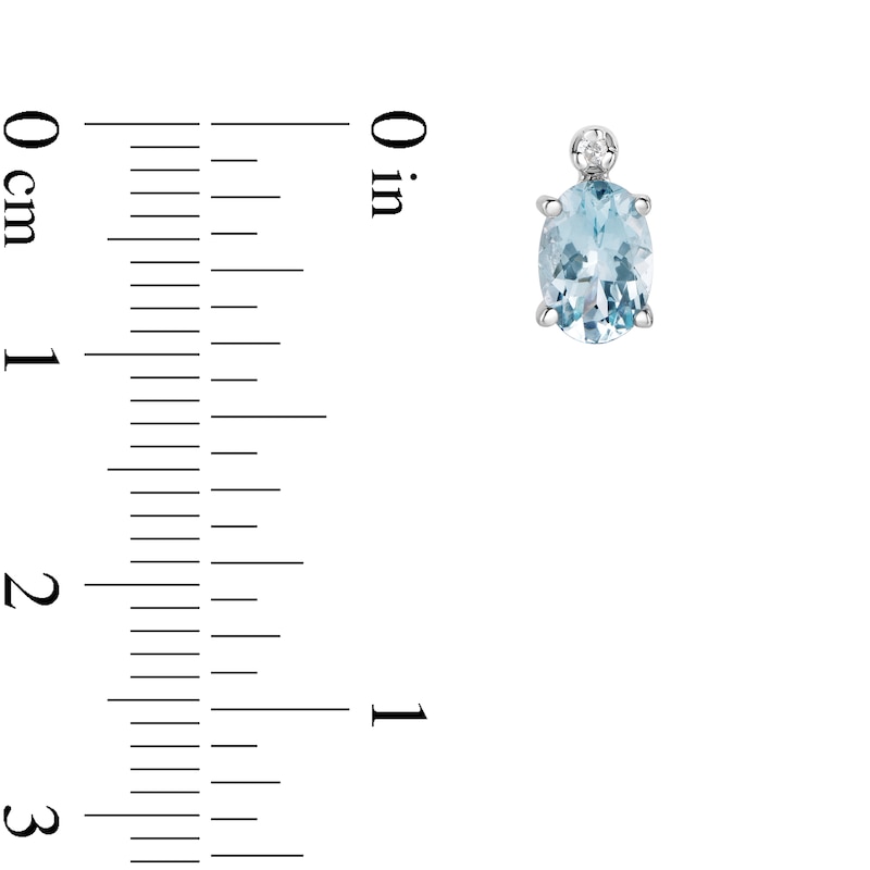 Main Image 2 of Oval Aquamarine and Diamond Accent Stud Earrings in 14K White Gold